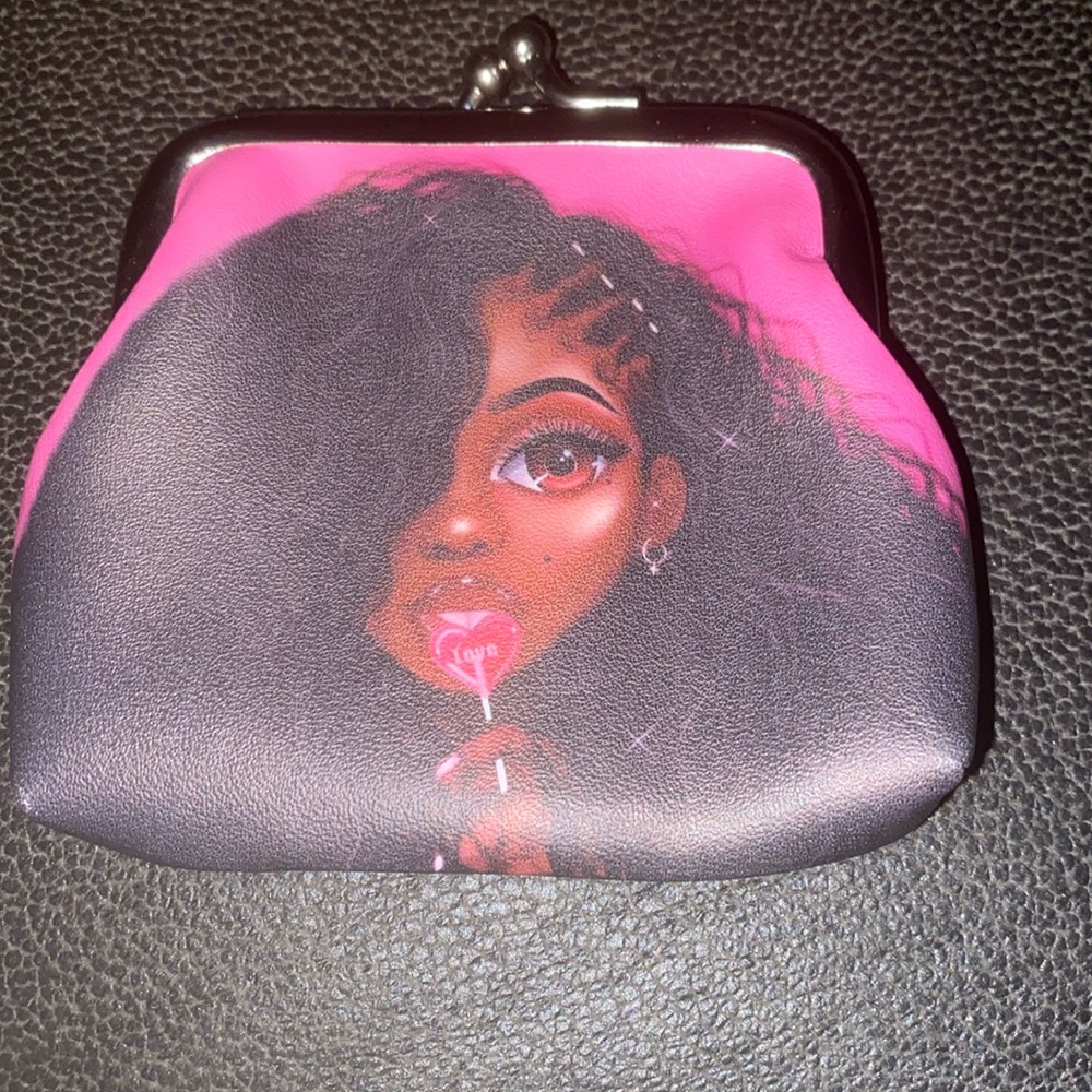 Small Coin Purse African American Girl with Lollipop. Brand New
